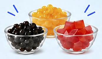 Bowls of pearls and jellies