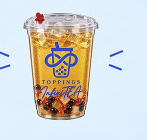 Finished bubble tea cup with lid and straw